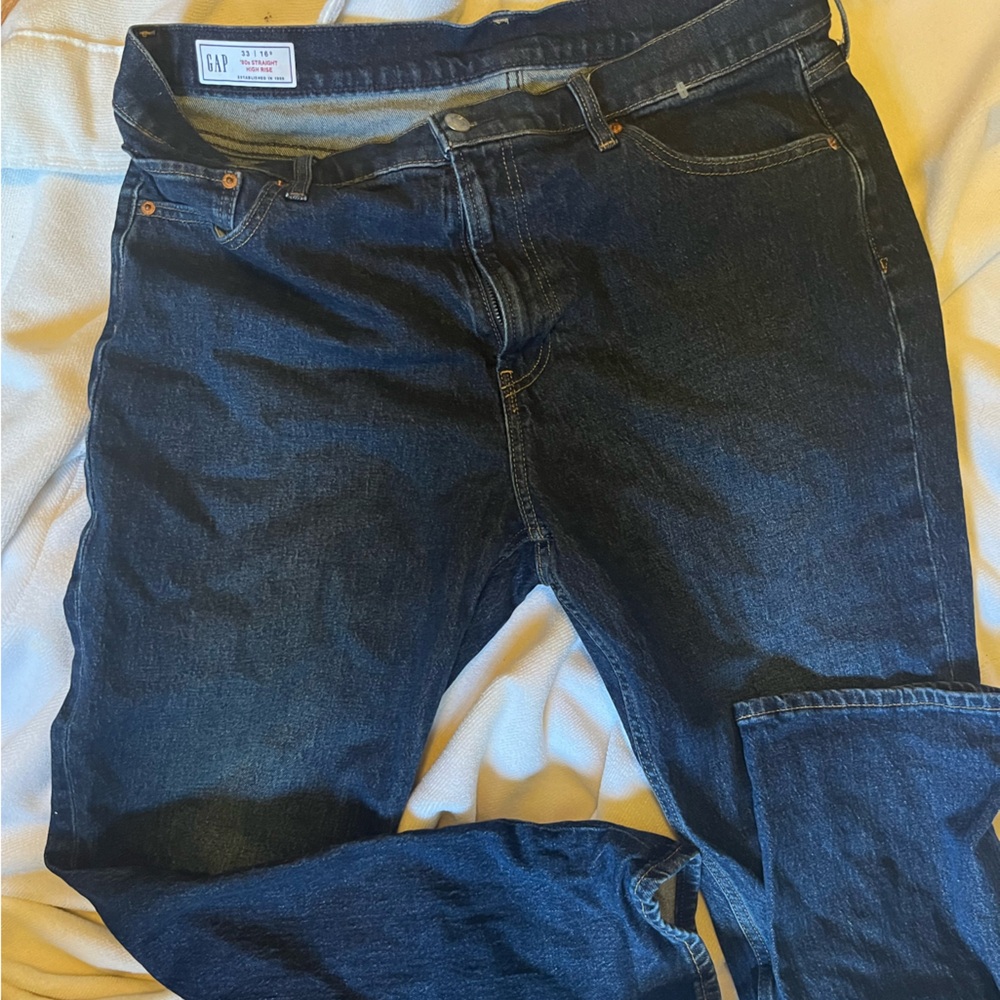GAP women’s 90’s straight high rise blue jeans 33 short
